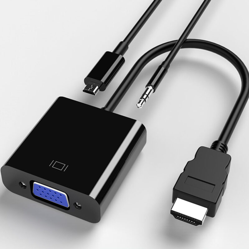 Cuxnoo HDMI to VGA Adapter 1080P with 3.5mm Audio Jack and USB Power Supply HDMI-VGA Converter for Laptop, PC, PS4, Blue Ray DVD Player, Raspberry Pi, Chromebook, Monitor, Projector, HDTV, Roku, Xbox, etc