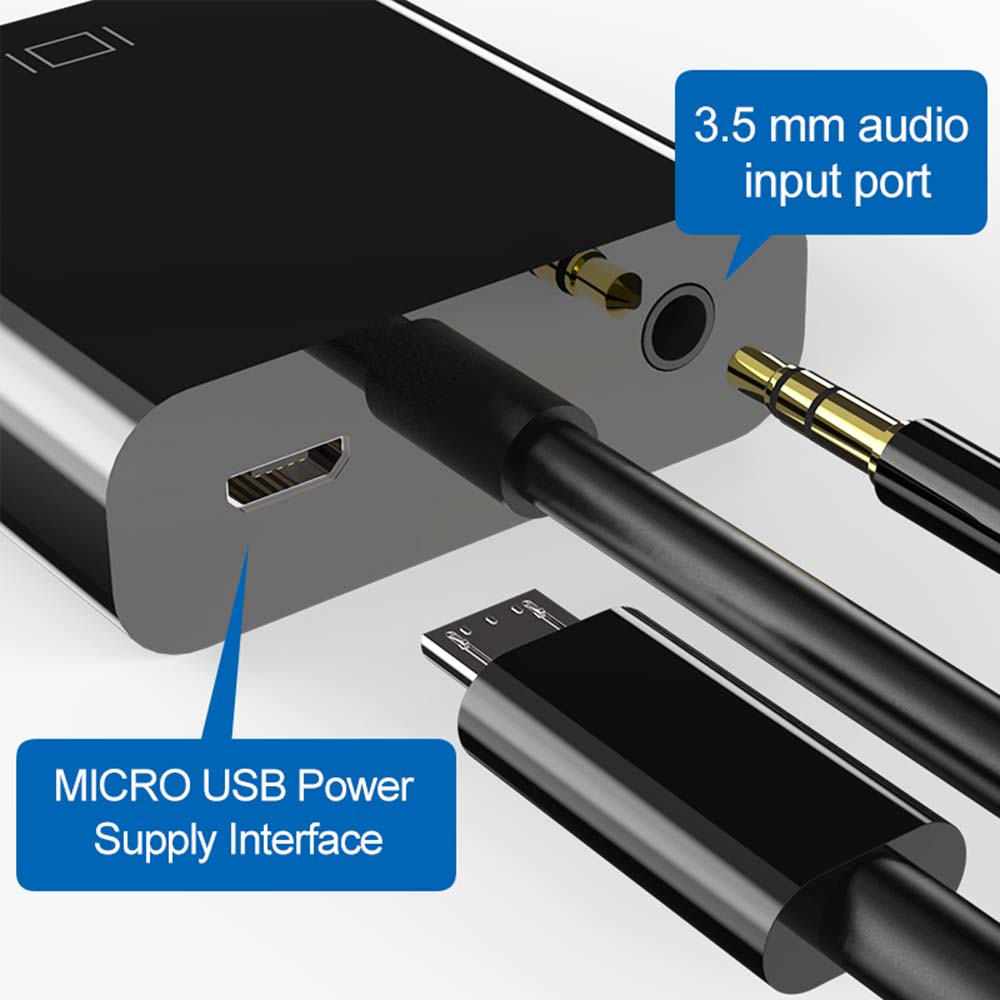 Cuxnoo HDMI to VGA Adapter 1080P with 3.5mm Audio Jack and USB Power Supply HDMI-VGA Converter for Laptop, PC, PS4, Blue Ray DVD Player, Raspberry Pi, Chromebook, Monitor, Projector, HDTV, Roku, Xbox, etc - 图片 3