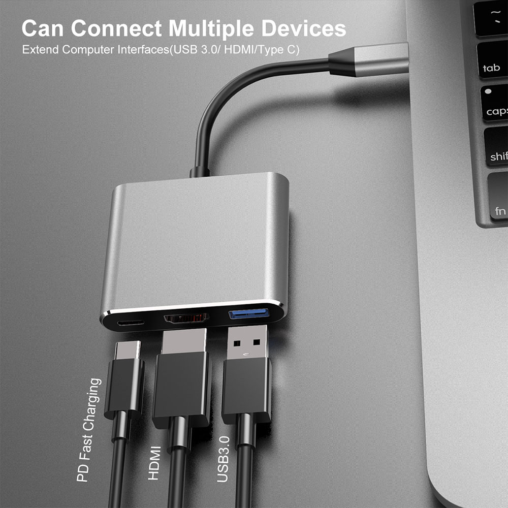 Cuxnoo USB C to HDMI Adapter Multiport Digital AV USB-C Hub with PD 60W Fast Charging and USB 3.0 for USB-C Thunderbolt 3 Port iPad Pro, MacBook Pro, Retina, Air, etc to HDMI Monitor, Projector, etc - 图片 2